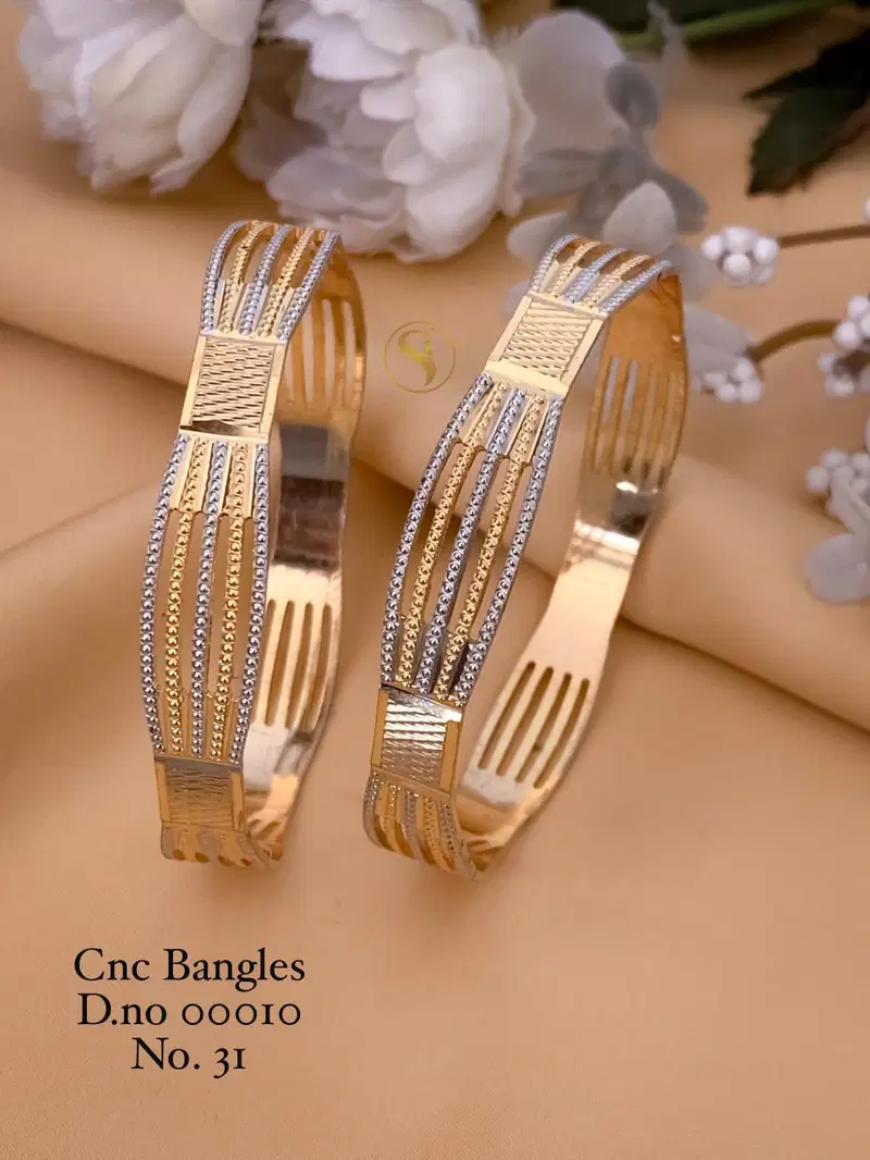 25 Cnc Gold Plated Bangles Wholesale Shop In Surat
